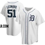 Eddys Leonard Men's Detroit Tigers White Replica Home Jersey