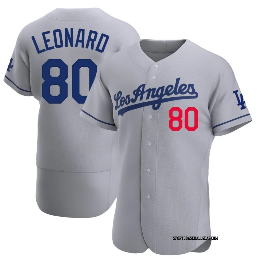 Eddys Leonard Men's Los Angeles Dodgers Gray Authentic Away Jersey