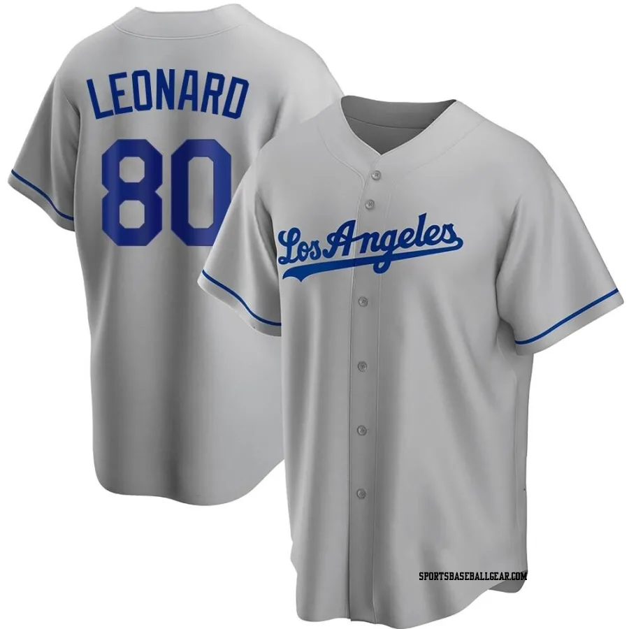 Eddys Leonard Men's Los Angeles Dodgers Gray Replica Road Jersey