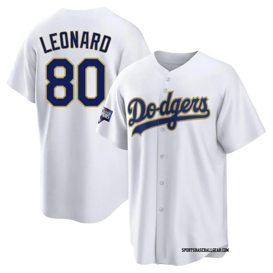 Eddys Leonard Men's Los Angeles Dodgers White/Gold Replica 2021 Gold Program Player Jersey