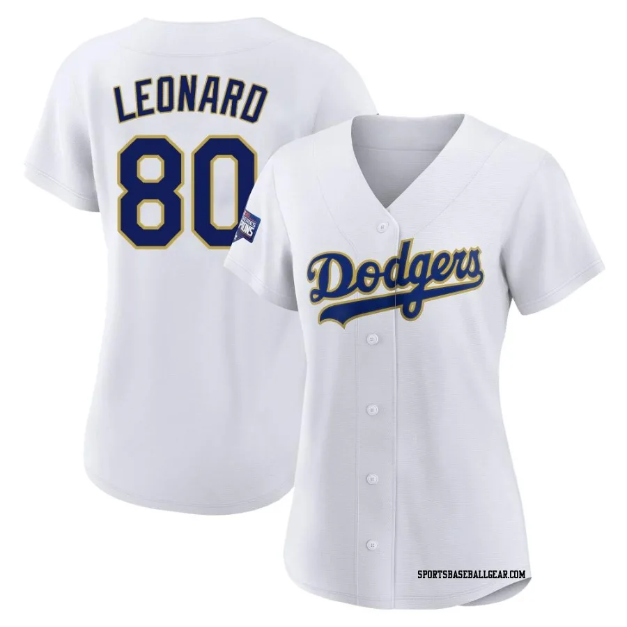 Eddys Leonard Women's Los Angeles Dodgers White/Gold Replica 2021 Gold Program Player Jersey