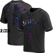 Edgar Martinez Men's Seattle Mariners Black Holographic Replica Alternate Jersey