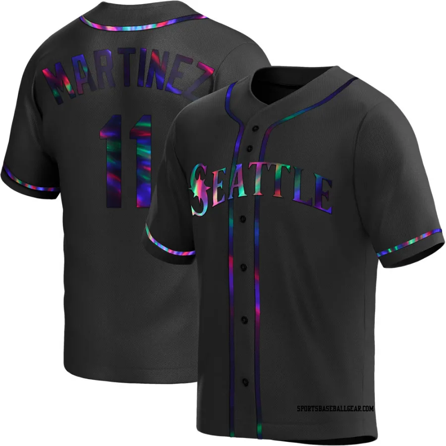 Edgar Martinez Men's Seattle Mariners Black Holographic Replica Alternate Jersey