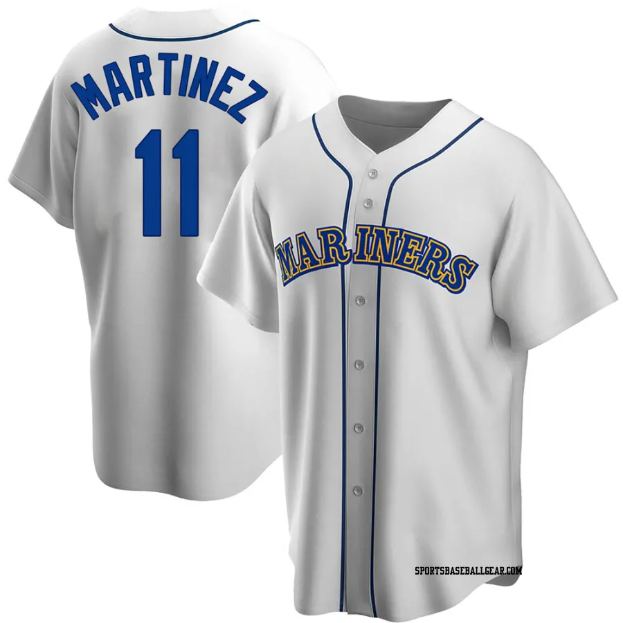 Edgar Martinez Men's Seattle Mariners White Replica Home Cooperstown Collection Jersey