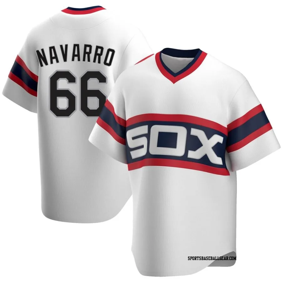 Edgar Navarro Men's Chicago White Sox White Replica Cooperstown Collection Jersey