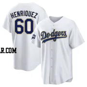 Edgardo Henriquez Men's Los Angeles Dodgers White/Gold Replica 2021 Gold Program Player Jersey