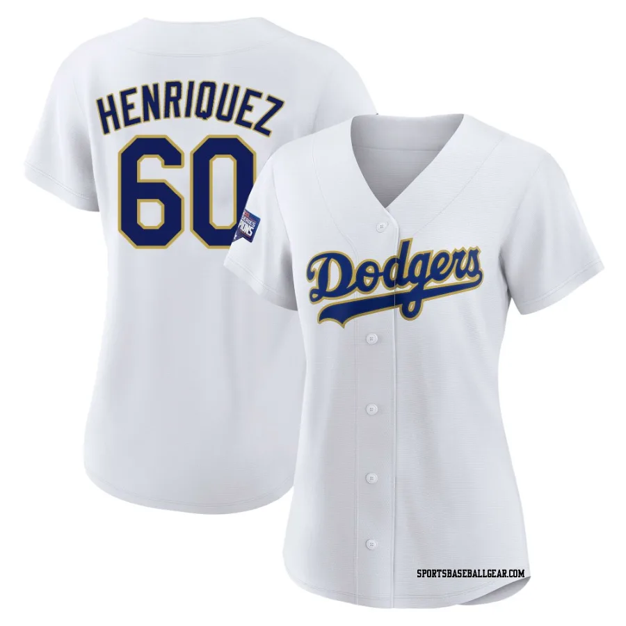 Edgardo Henriquez Women's Los Angeles Dodgers White/Gold Authentic 2021 Gold Program Player Jersey