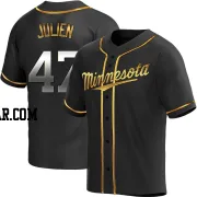 Edouard Julien Men's Minnesota Twins Black Golden Replica Alternate Jersey