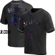 Eduard Bazardo Men's Seattle Mariners Black Holographic Replica Alternate Jersey