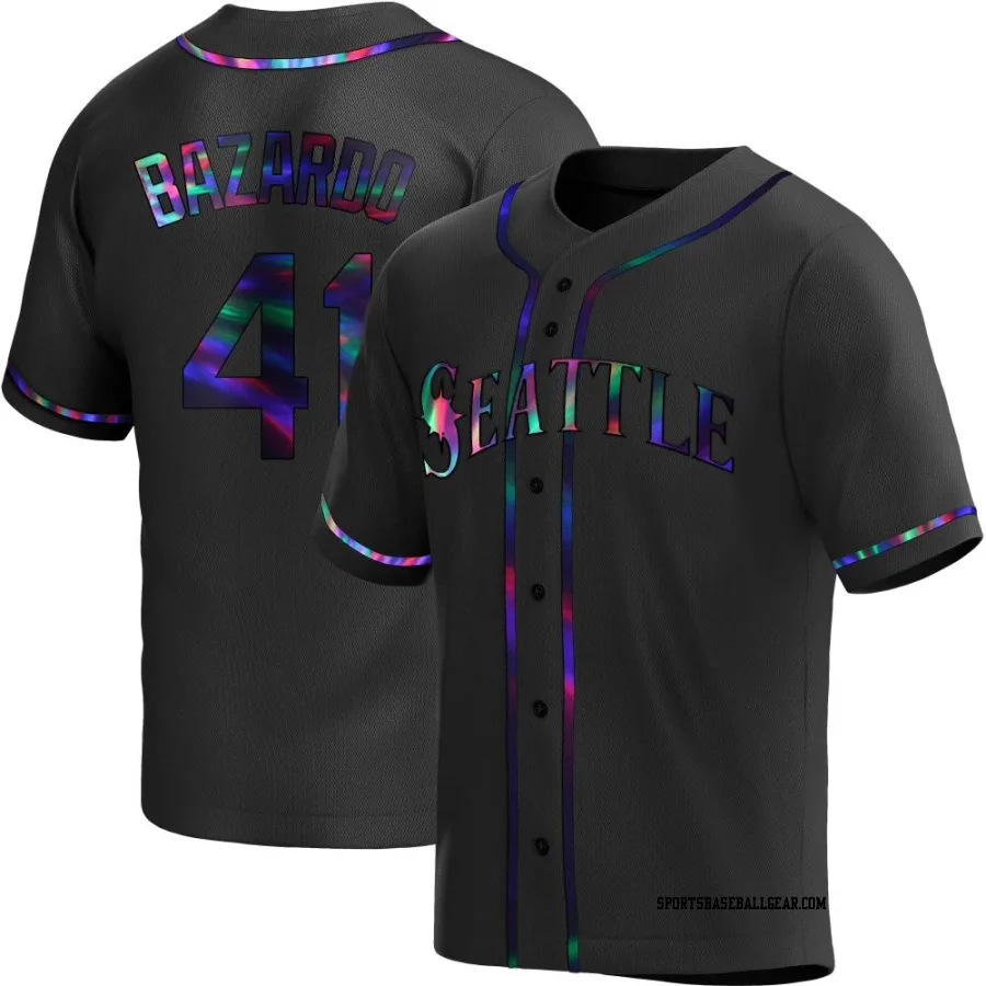 Eduard Bazardo Men's Seattle Mariners Black Holographic Replica Alternate Jersey