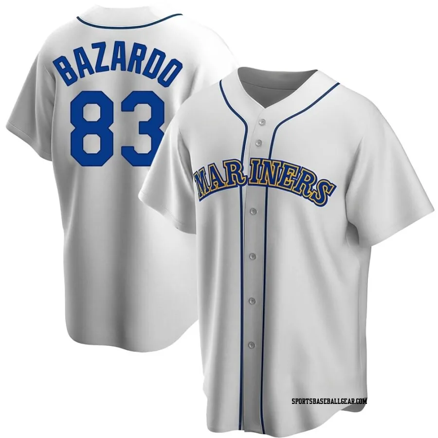 Eduard Bazardo Men's Seattle Mariners White Replica Home Cooperstown Collection Jersey