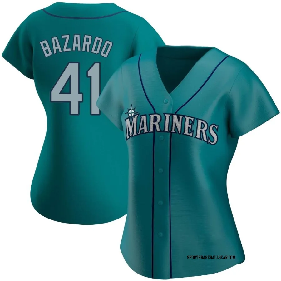 Eduard Bazardo Women's Seattle Mariners Aqua Authentic Alternate Jersey