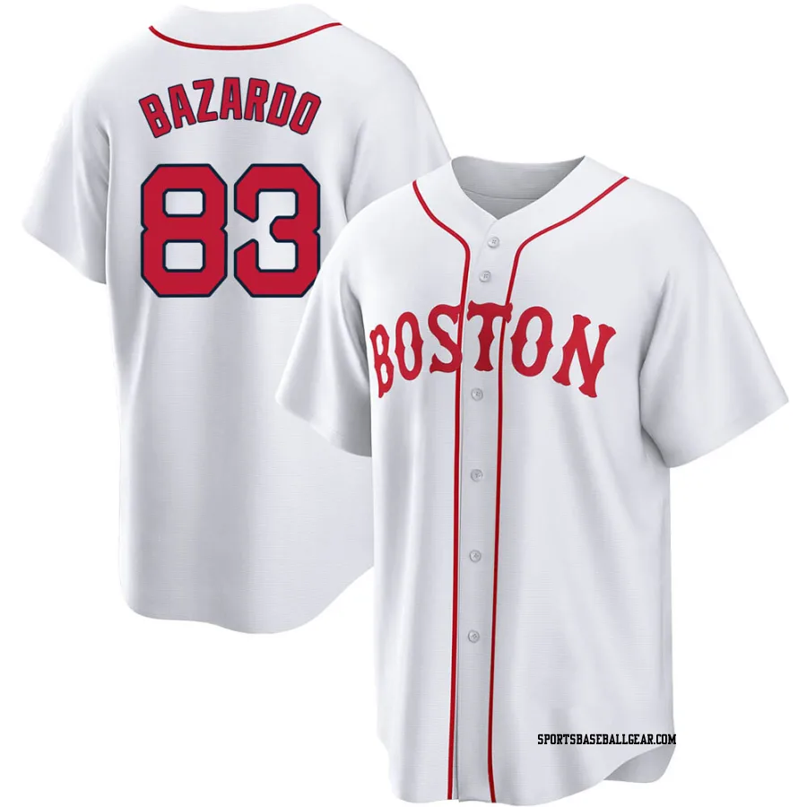 Eduard Bazardo Youth Boston Red Sox White Replica 2021 Patriots' Day Jersey