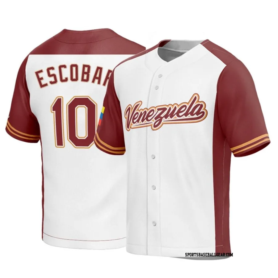 Eduardo Escobar Youth Venezuela Baseball White Replica 2023 World Baseball Classic Jersey