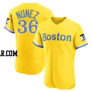 Eduardo Nunez Men's Boston Red Sox Gold/Light Authentic Blue 2021 City Connect Jersey