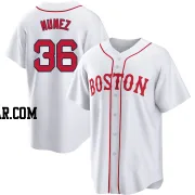 Eduardo Nunez Men's Boston Red Sox White Replica 2021 Patriots' Day Jersey