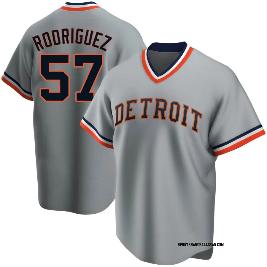 Eduardo Rodriguez Men's Detroit Tigers Gray Replica Road Cooperstown Collection Jersey