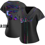 Eduardo Rodriguez Women's Detroit Tigers Black Holographic Replica Alternate Jersey