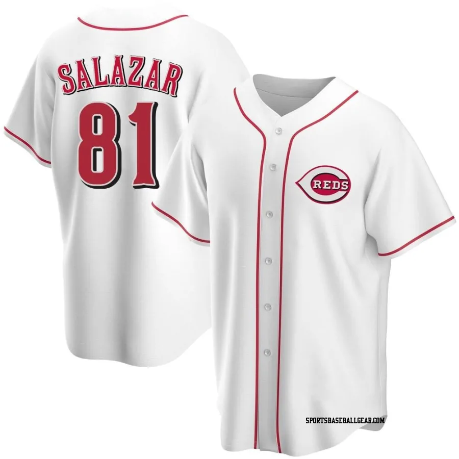 Eduardo Salazar Youth Cincinnati Reds White Replica Home Jersey