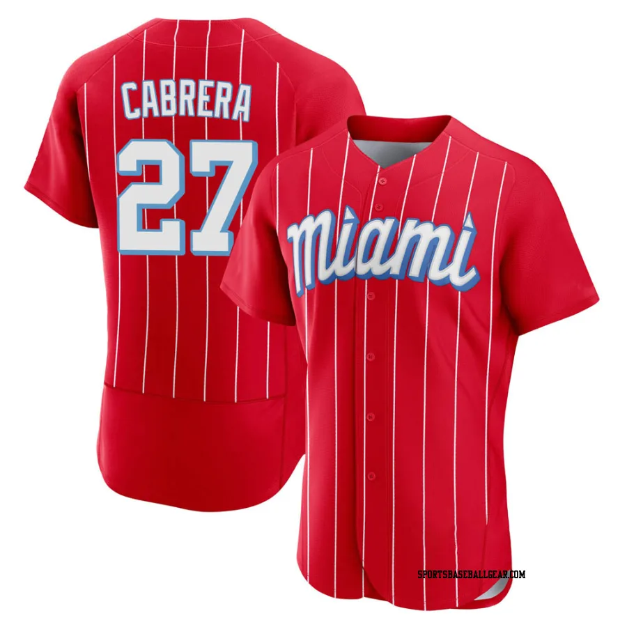 Edward Cabrera Men's Miami Marlins Red Authentic 2021 City Connect Jersey