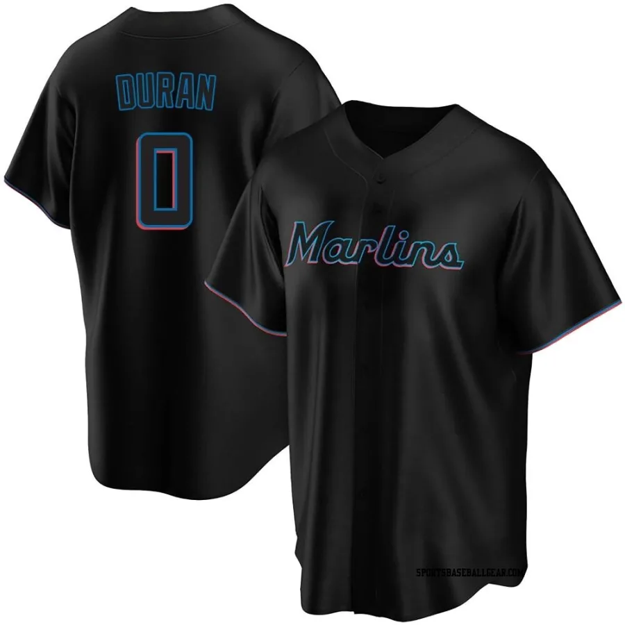 Edward Duran Youth Miami Marlins Black Replica Alternate Jersey