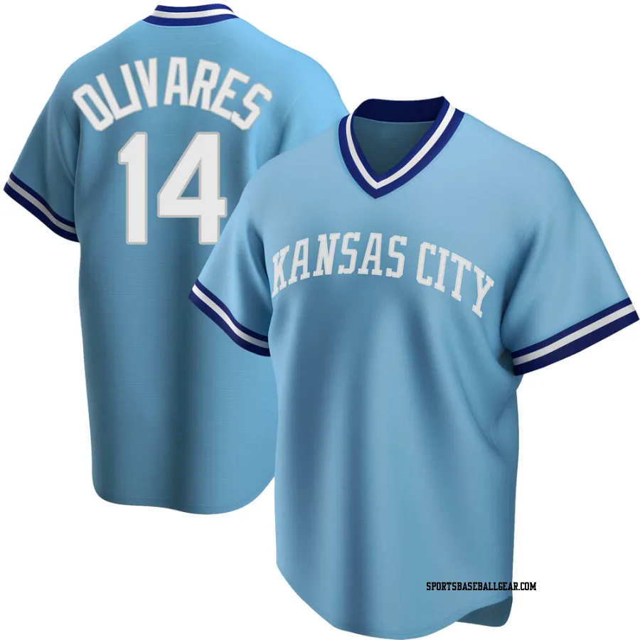 Edward Olivares Men's Kansas City Royals Light Blue Replica Road Cooperstown Collection Jersey