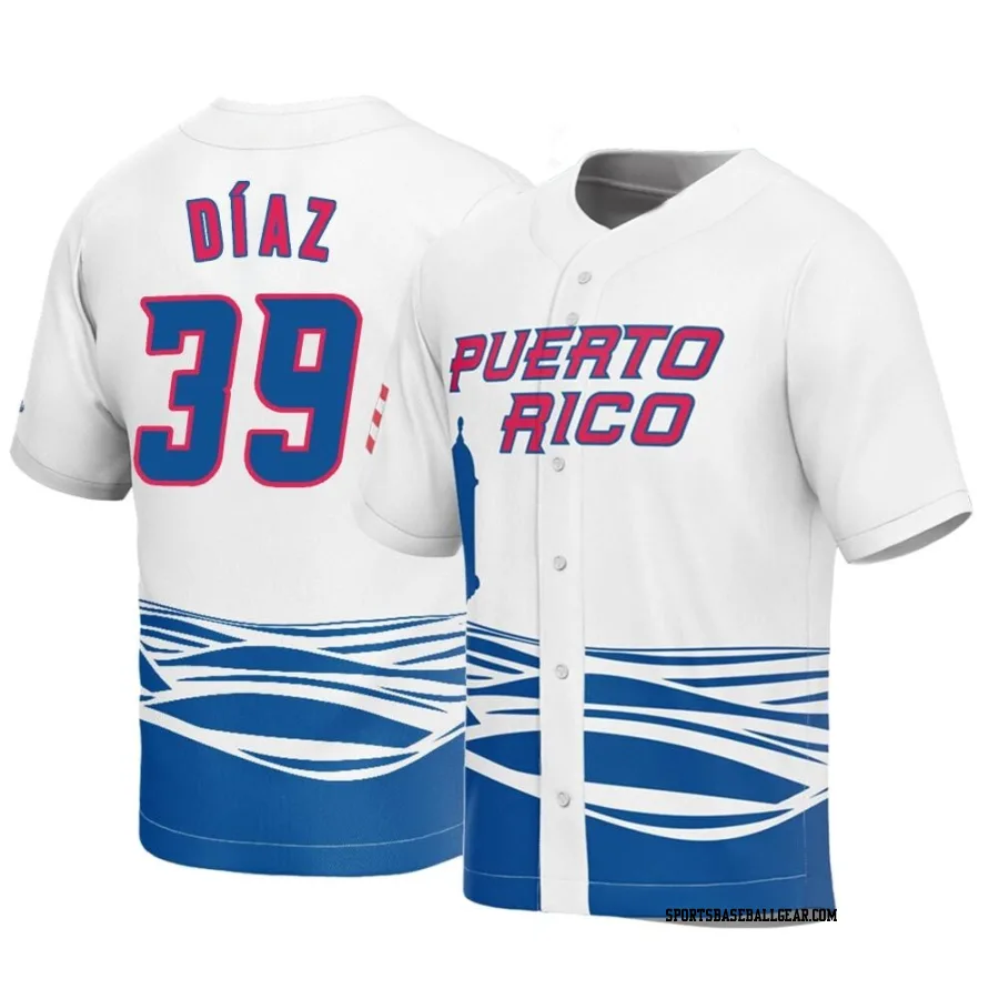 Edwin Diaz Men's Puerto Rico Baseball White Replica 2023 World Baseball Classic Jersey