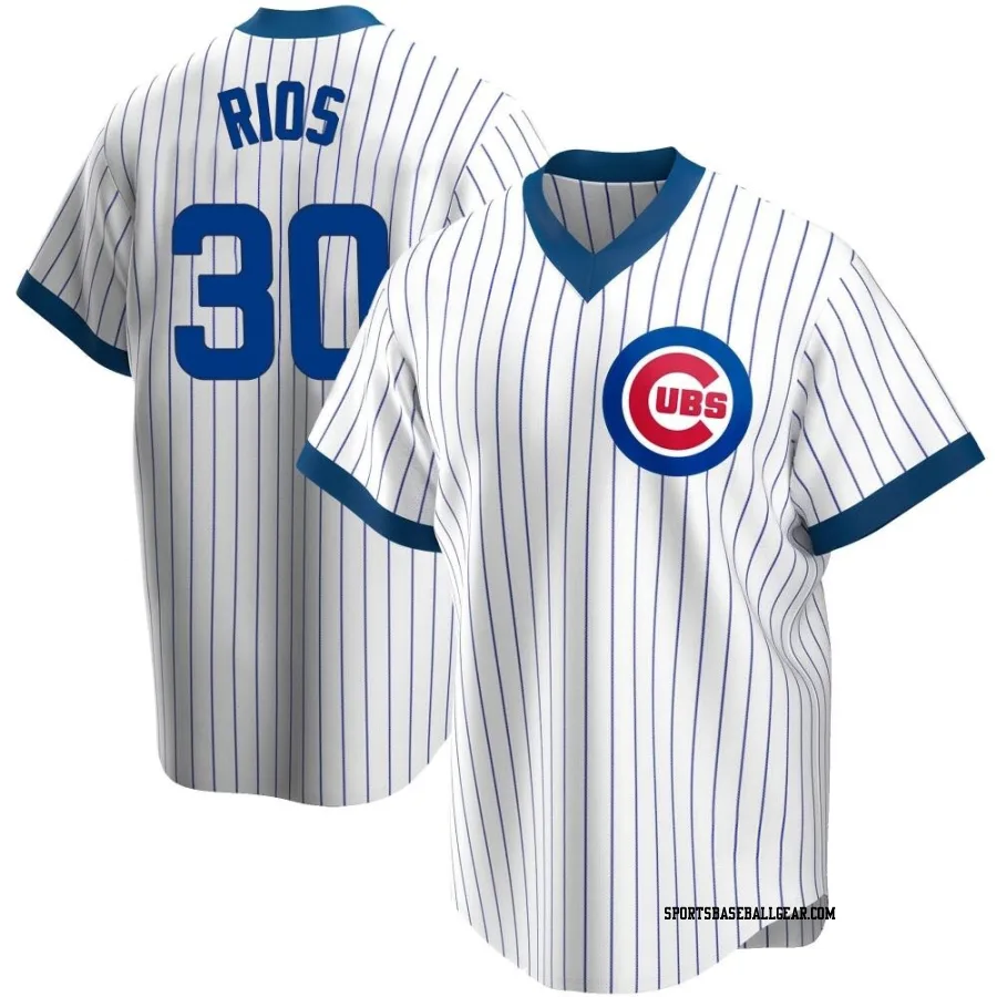 Edwin Rios Men's Chicago Cubs White Replica Home Cooperstown Collection Jersey