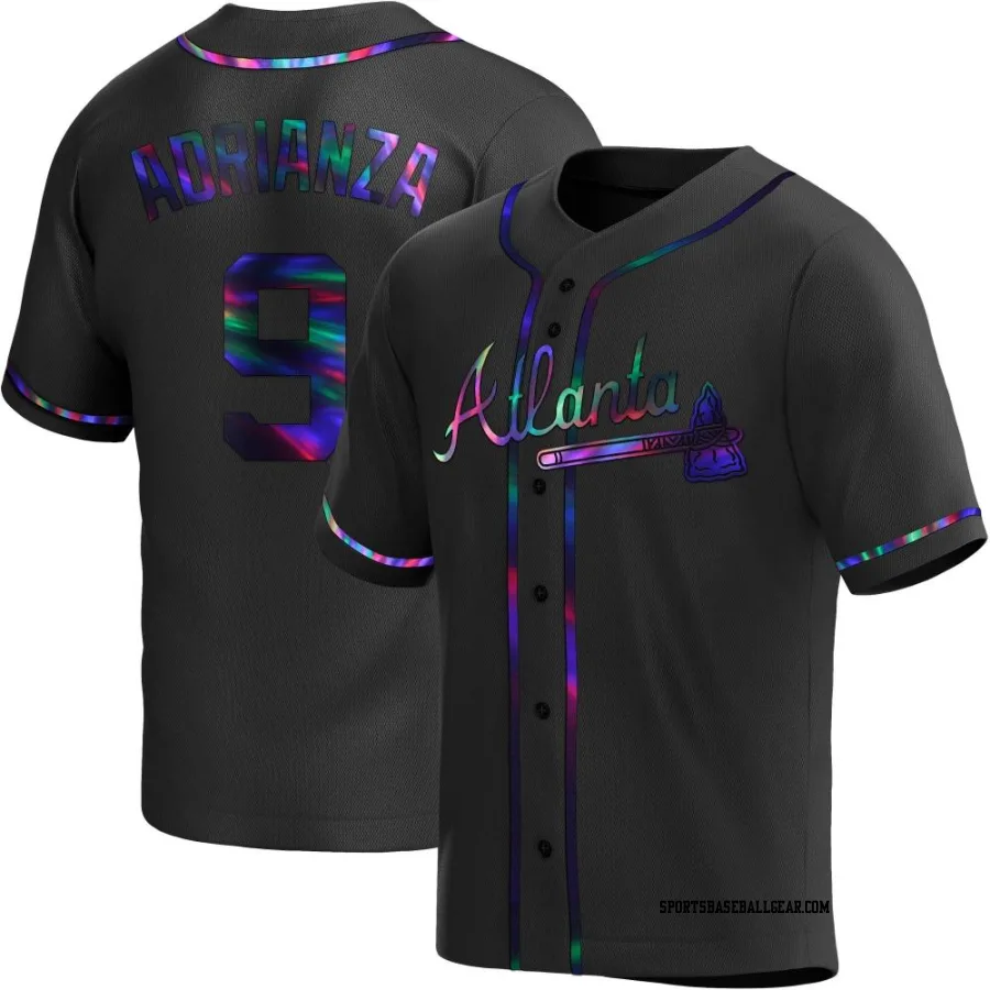 Ehire Adrianza Men's Atlanta Braves Black Holographic Replica Alternate Jersey