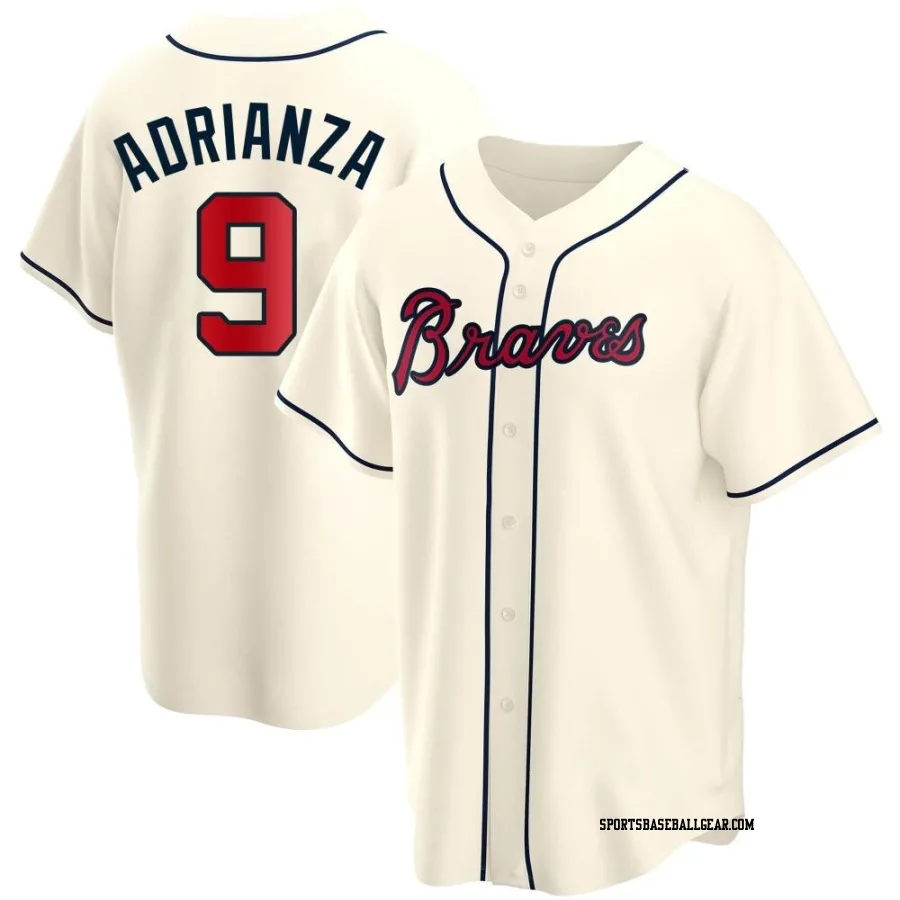 Ehire Adrianza Men's Atlanta Braves Cream Replica Alternate Jersey