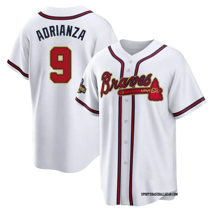 Ehire Adrianza Men's Atlanta Braves Gold Replica White 2022 Program Jersey