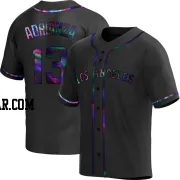 Ehire Adrianza Men's Los Angeles Angels Black Holographic Replica Alternate Jersey