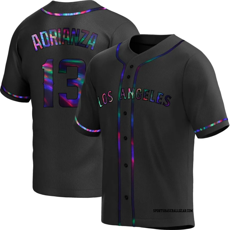 Ehire Adrianza Men's Los Angeles Angels Black Holographic Replica Alternate Jersey