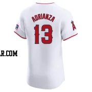 Ehire Adrianza Men's Los Angeles Angels White Elite Home Patch Jersey