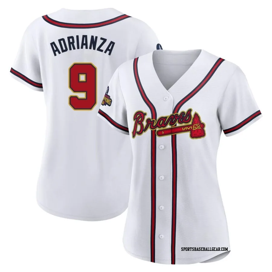 Ehire Adrianza Women's Atlanta Braves Gold Authentic White 2022 Program Jersey