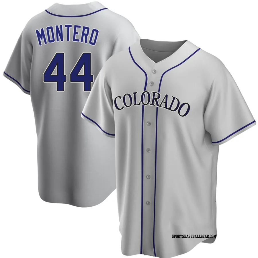 Elehuris Montero Men's Colorado Rockies Gray Replica Road Jersey