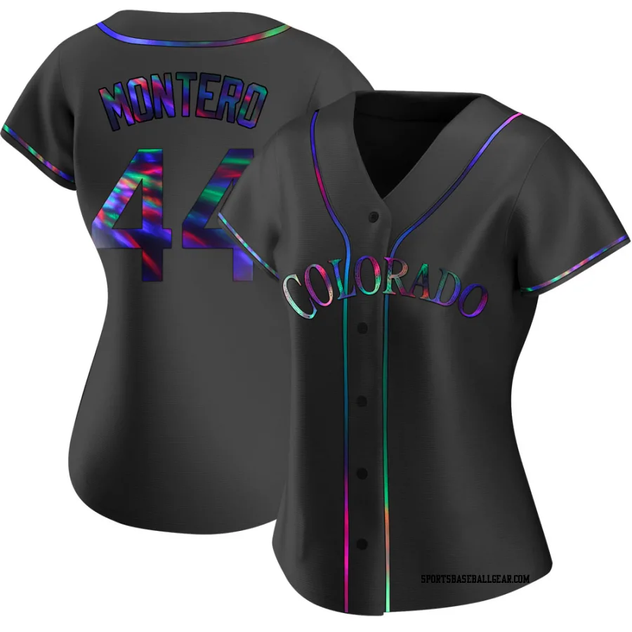 Elehuris Montero Women's Colorado Rockies Black Holographic Replica Alternate Jersey