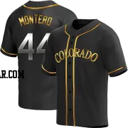 Elehuris Montero Youth Colorado Rockies Black Golden Replica Alternate Jersey