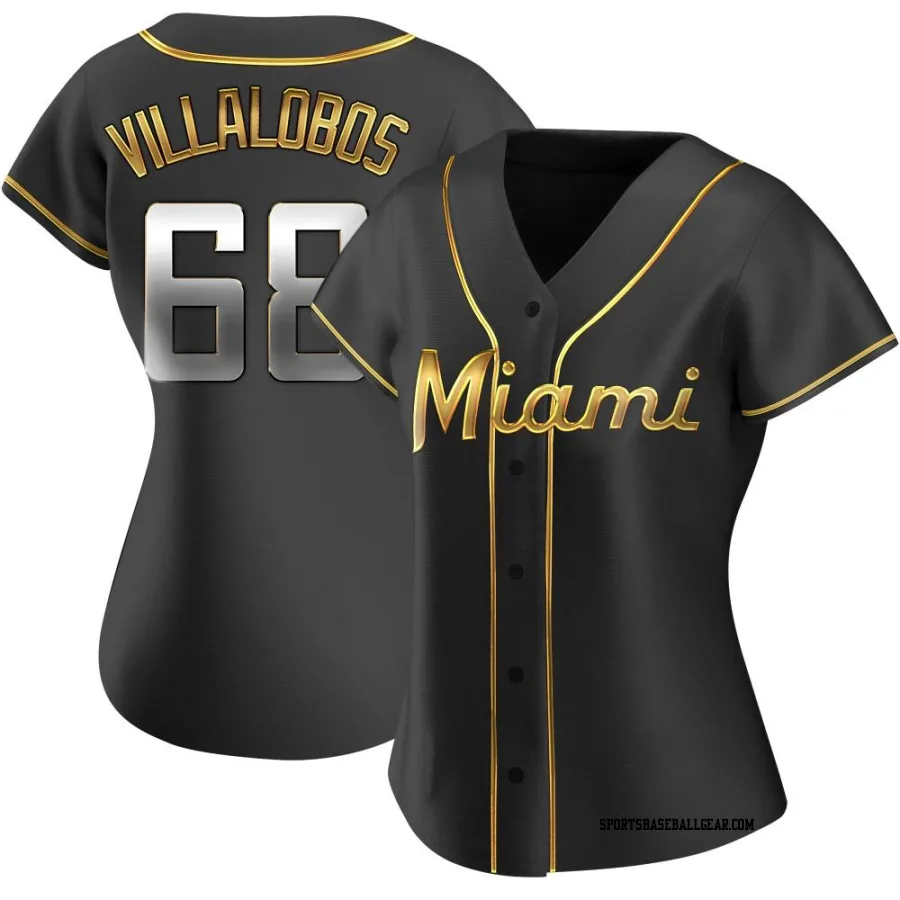 Eli Villalobos Women's Miami Marlins Black Golden Replica Alternate Jersey