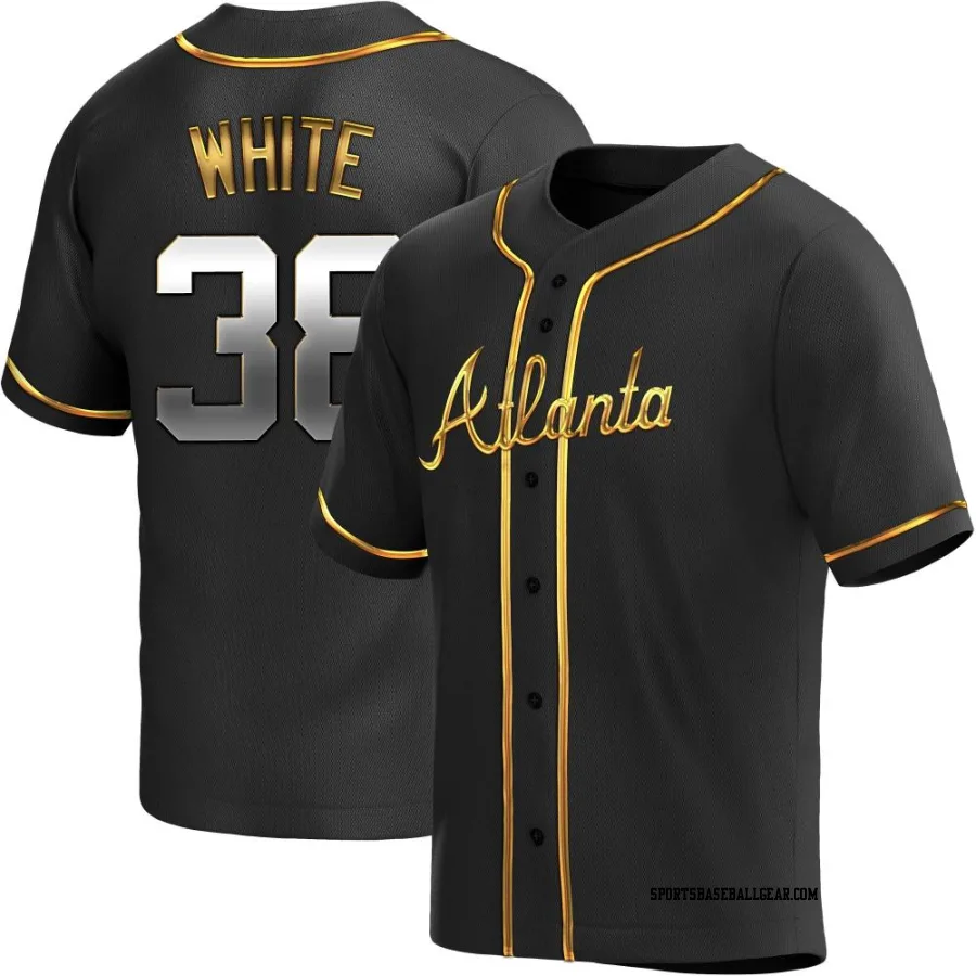 Eli White Men's Atlanta Braves Black Golden Replica Alternate Jersey