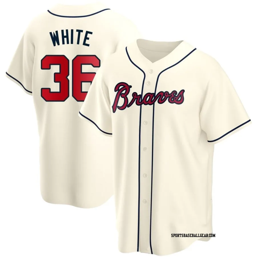 Eli White Men's Atlanta Braves Cream Replica Alternate Jersey