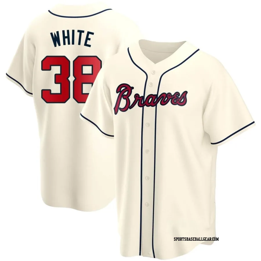 Eli White Men's Atlanta Braves Cream Replica Alternate Jersey