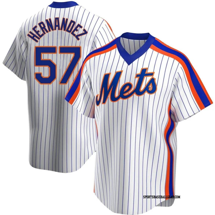 Elieser Hernandez Men's New York Mets White Replica Home Cooperstown Collection Jersey