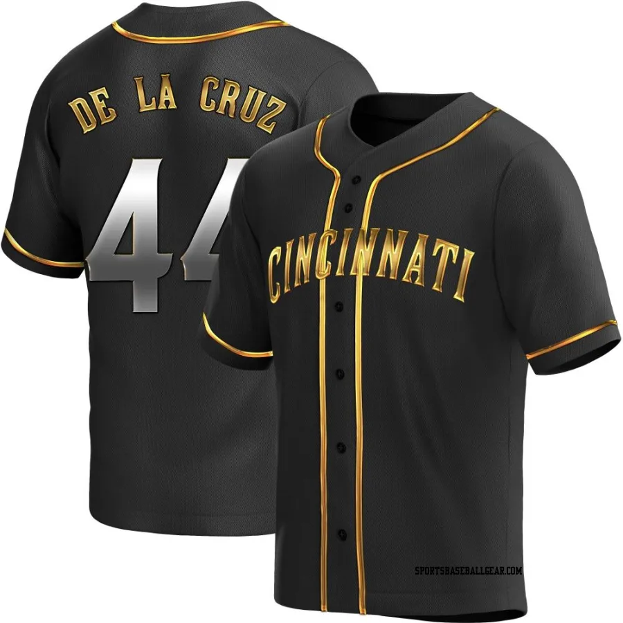 Elly De La Cruz Men's Cincinnati Reds Black Golden Replica Alternate Jersey