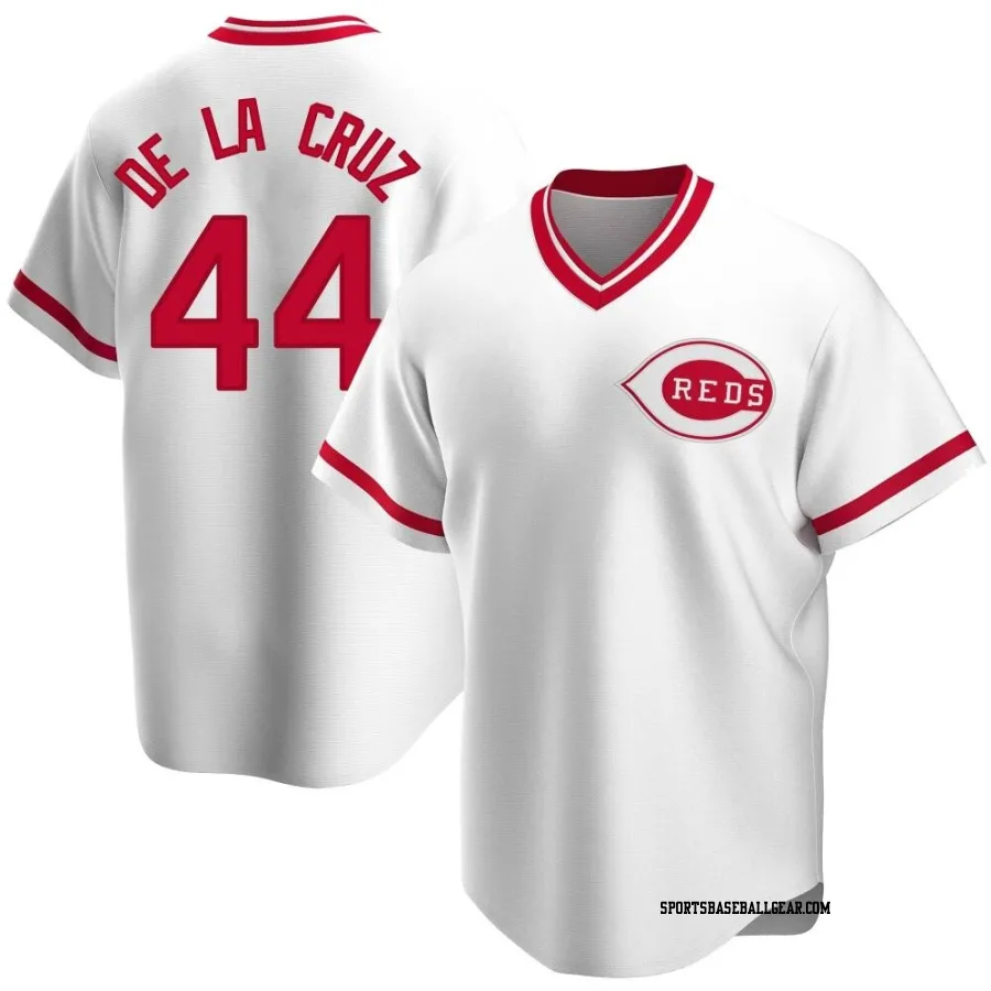 Elly De La Cruz Men's Cincinnati Reds White Replica Home Cooperstown Collection Jersey