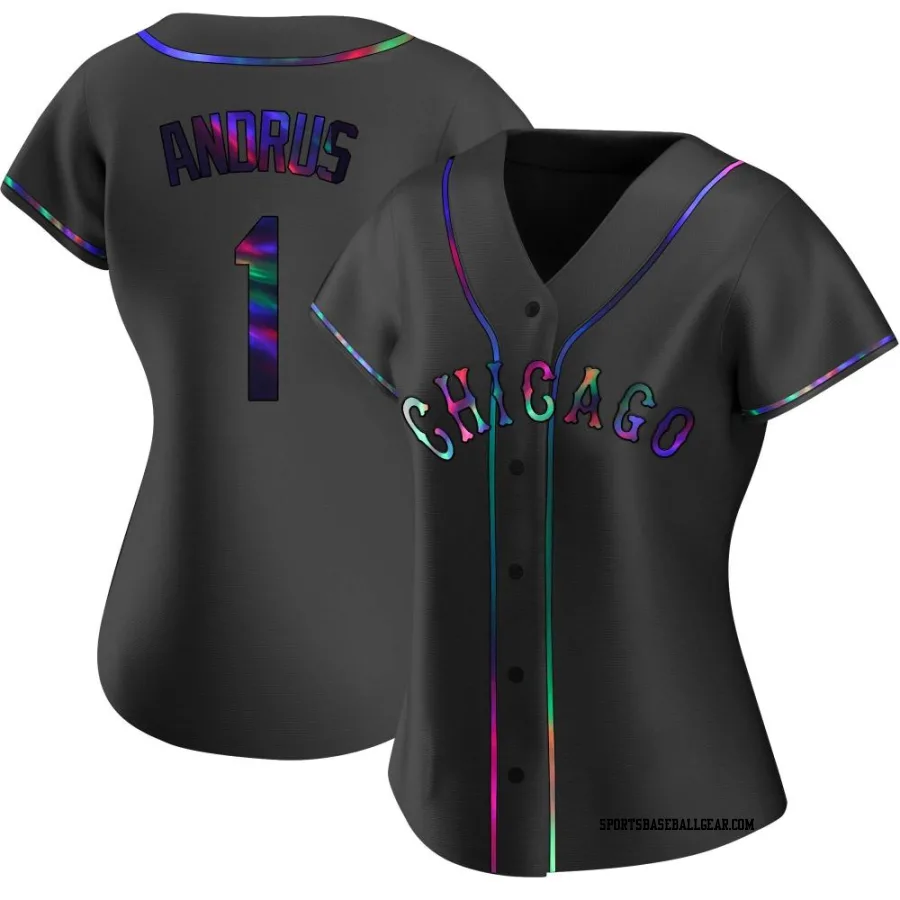 Elvis Andrus Women's Chicago White Sox Black Holographic Replica Alternate Jersey