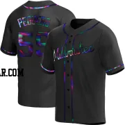 Elvis Peguero Men's Milwaukee Brewers Black Holographic Replica Alternate Jersey