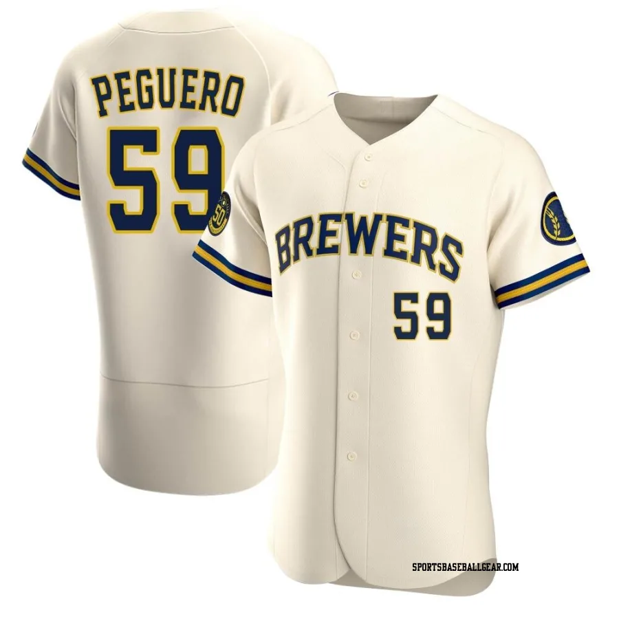 Elvis Peguero Men's Milwaukee Brewers Cream Authentic Home Jersey