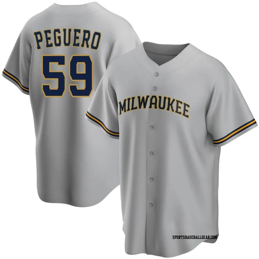 Elvis Peguero Men's Milwaukee Brewers Gray Replica Road Jersey