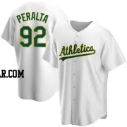 Elvis Peralta Men's Oakland Athletics White Replica Home Jersey